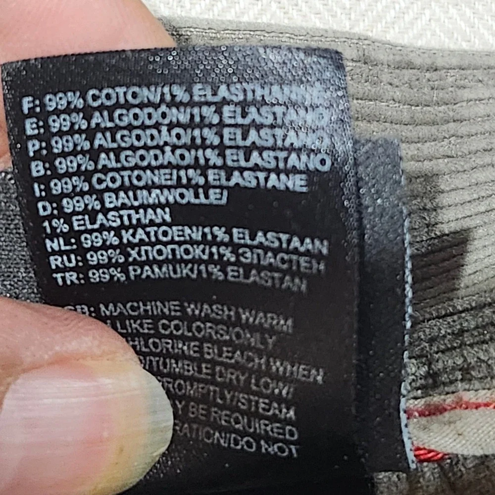 The North Face Cliff Rock Crag Pant Mens 38 Gray Corduroy Relaxed Straight Leg